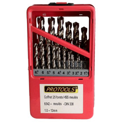 Coffret de 25 forets à métaux HSS meulés PROTOOLS
