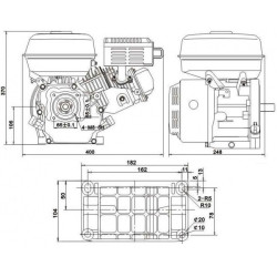 Moteur thermique 4 temps OHV 6.5 cv avec adaptateur pour accélérateur déporté + poulies double gorge