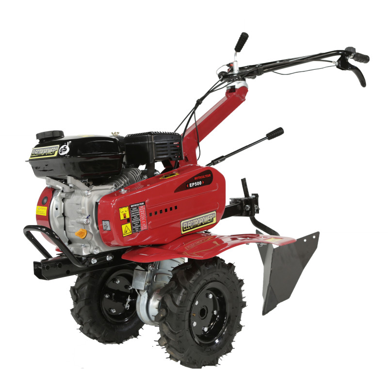 Motobineuse / Motoculteur 196 CC - Largeur de travail 75 cm - 6 fraises / roues agraires / contrepoids 16 kg inclus